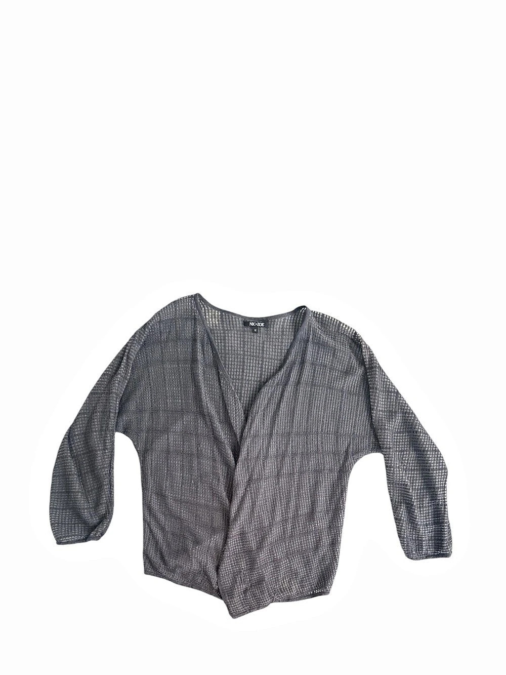 NIC+ZOE 4-Way Linen Blend Cardigan Gray Medium